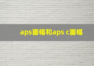 aps画幅和aps c画幅